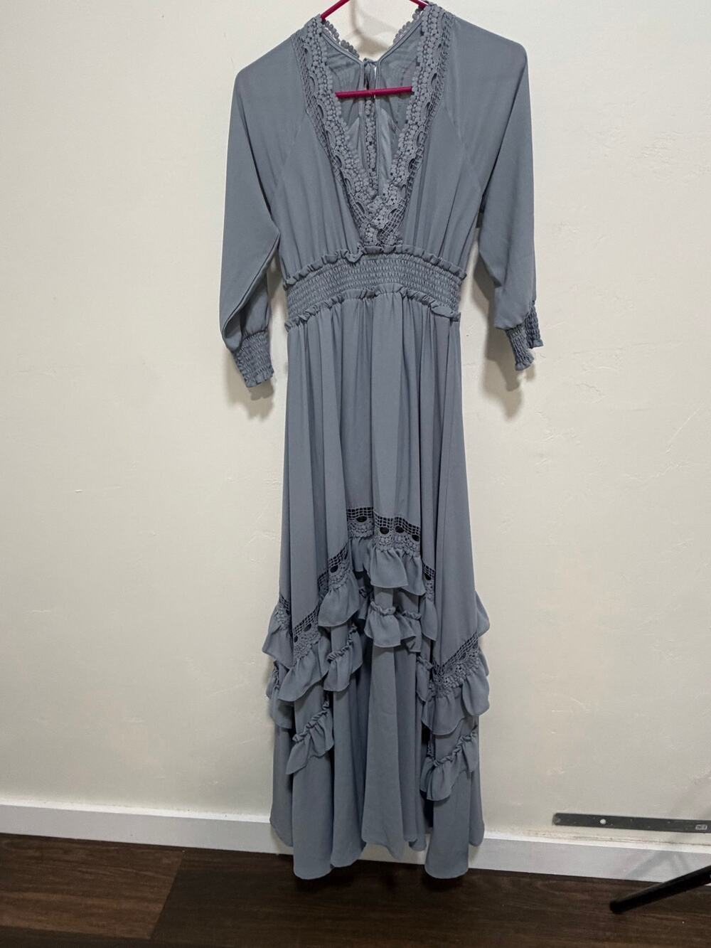 Baltic Born Pippa Ruffle Maxi Dress dusty blue